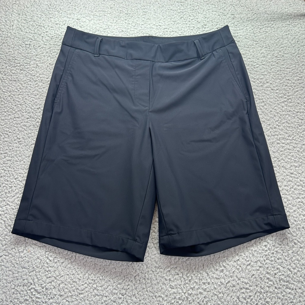 Spanx Athletic Sunshine 6" Shorts Mens‎ Medium Navy Flat Front Stretch Pull-On